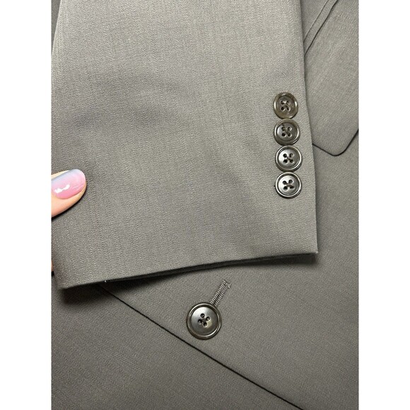 Calvin Klein 42L Gray 100% Wool Mens Suit Blazer Jacket Sport Coat 3 Button - Picture 6 of 9